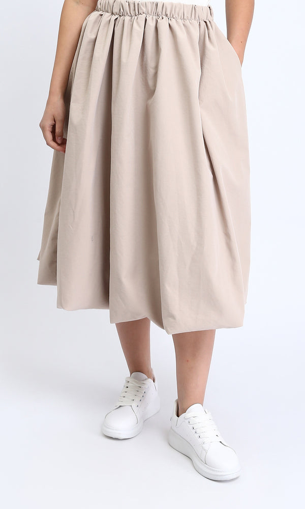 R208163 - Slip On Fashionable Balloon Skirt - Dark Beige