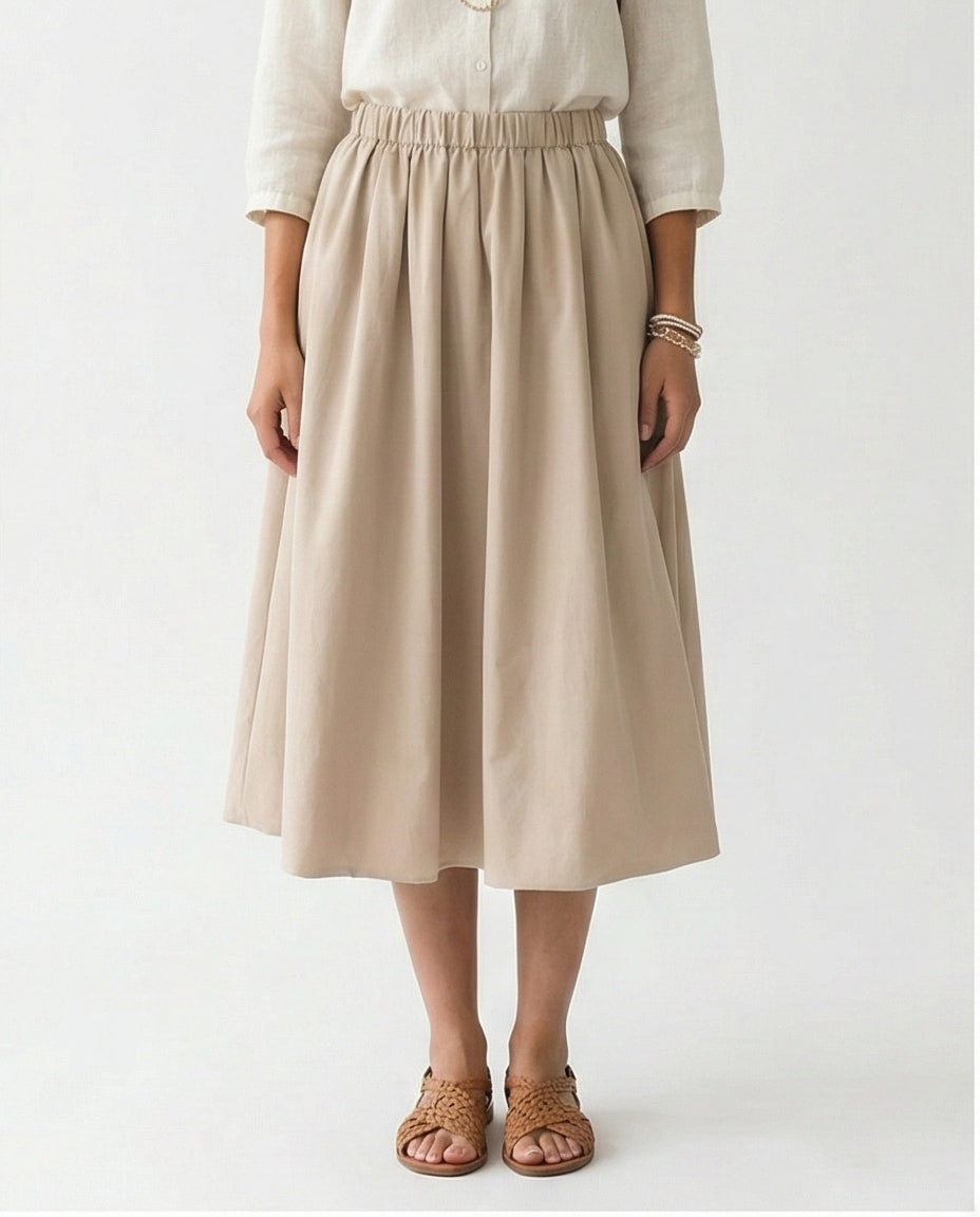 Slip On Fashionable Balloon Skirt - Dark Beige
