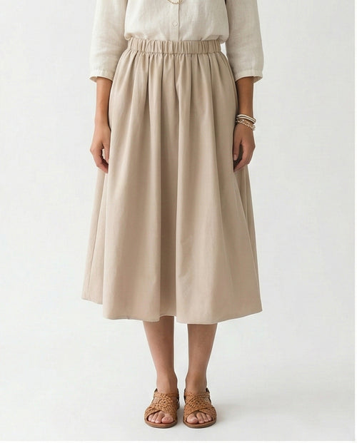 Slip On Fashionable Balloon Skirt - Dark Beige