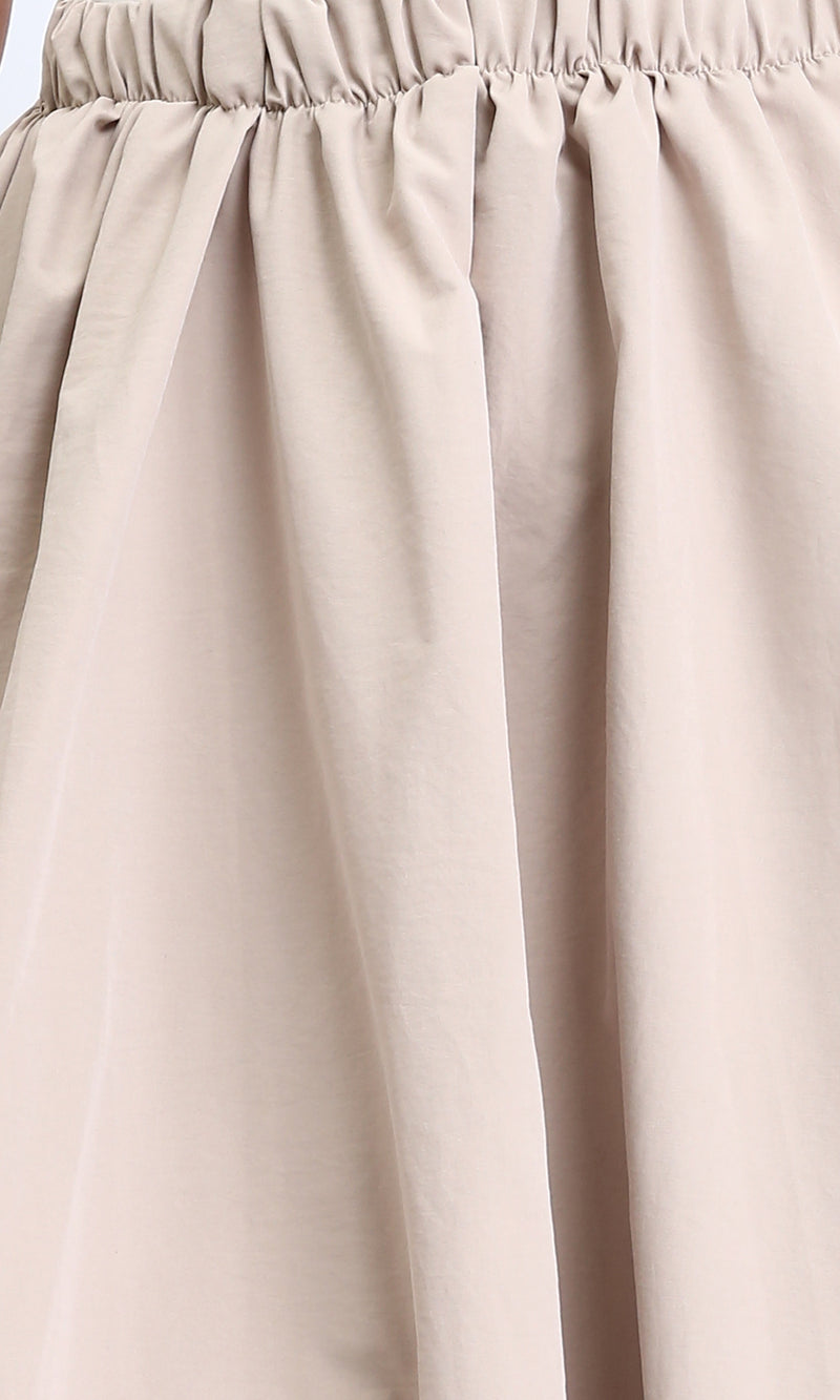 R208163 - Slip On Fashionable Balloon Skirt - Dark Beige