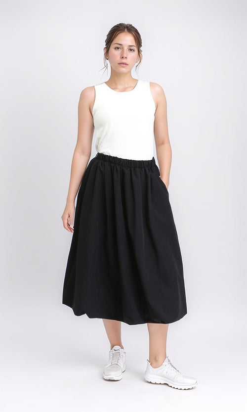 R208164 - Slip On Fashionable Balloon Skirt - Black
