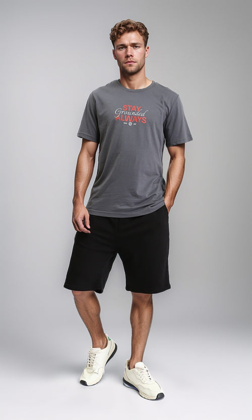 R208172 - Solid Cotton Slip On Shorts - Black