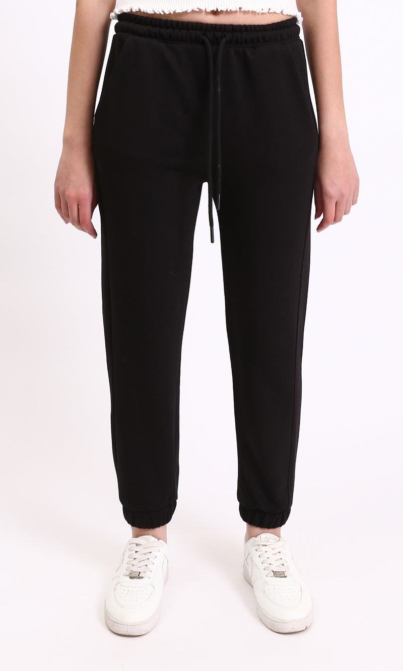 R208175 - Solid Cotton Slip On Sweatpants - Black
