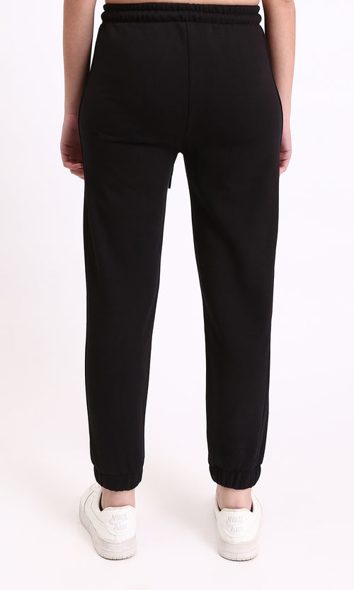 R208175 - Solid Cotton Slip On Sweatpants - Black