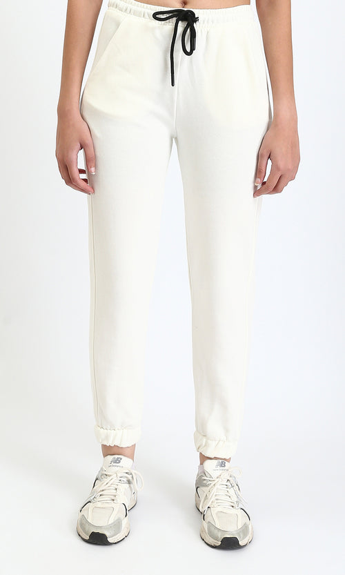 R208176 - Regular Fit Slip On Pants with Hem - Off-White