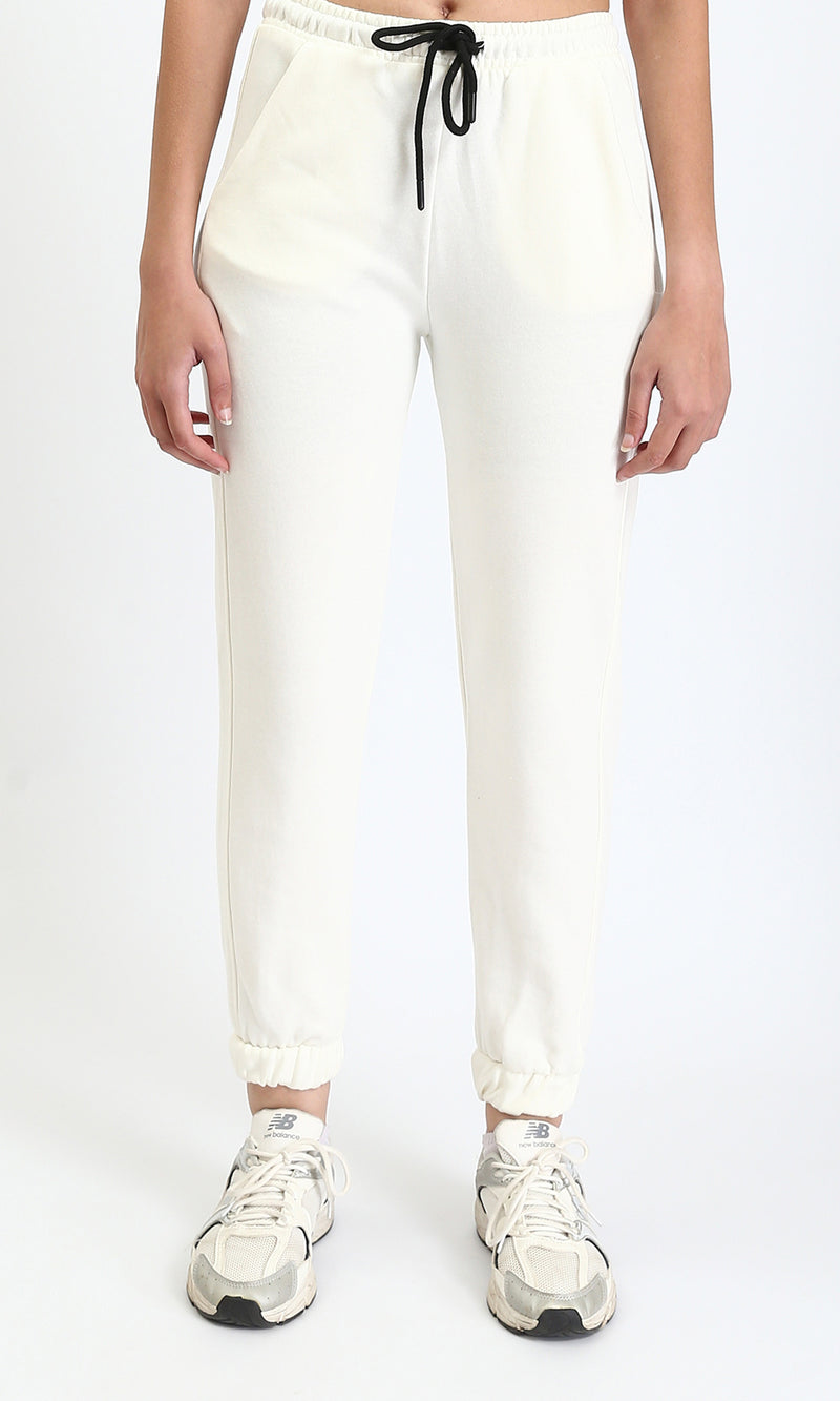 R208176 - Regular Fit Slip On Pants with Hem - Off-White