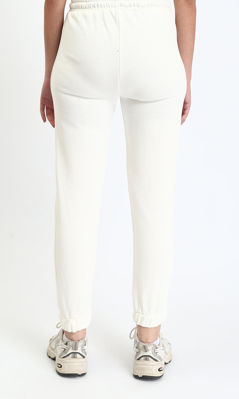 R208176 - Regular Fit Slip On Pants with Hem - Off-White