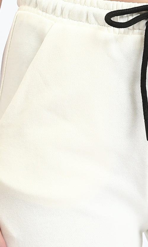 R208176 - Regular Fit Slip On Pants with Hem - Off-White