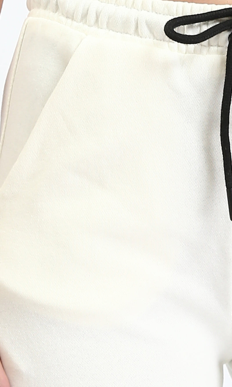 R208176 - Regular Fit Slip On Pants with Hem - Off-White