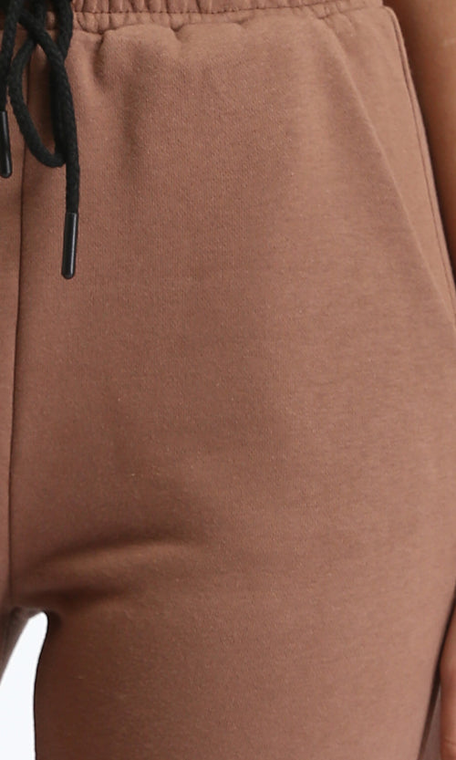 R208177 - Regular Fit Slip On Pants with Hem - Light Brown