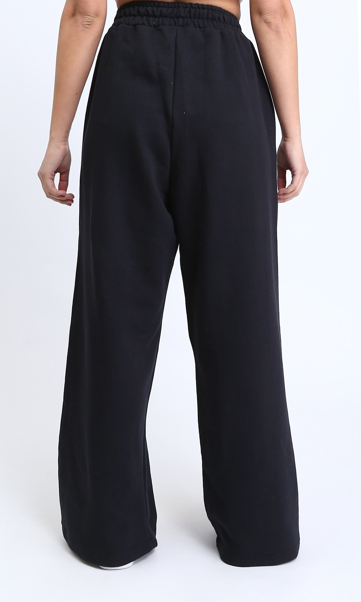 R208178 - Solid Slip On Wide Leg Pants - Black