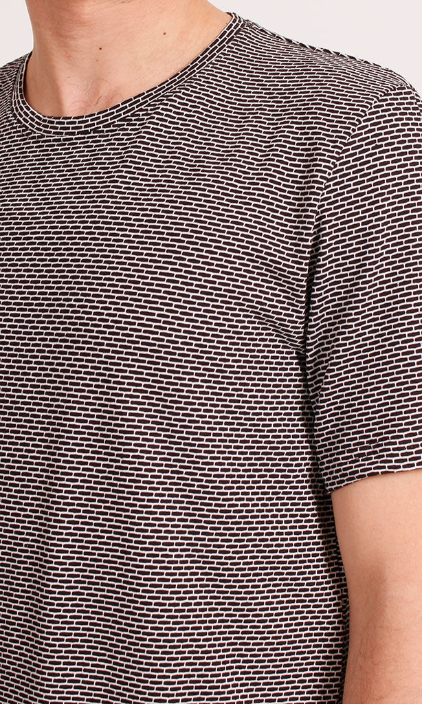 R208449 - Jacquard Patterned T-Shirt - Brown