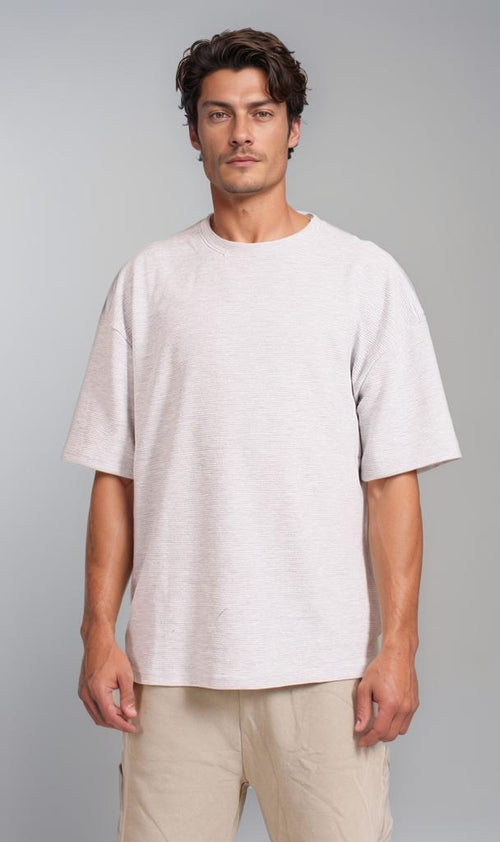 R208456 - Jacquard Short Sleeve T-Shirt - Off White