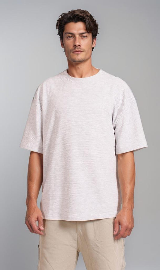 R208456 - Jacquard Short Sleeve T-Shirt - Off White