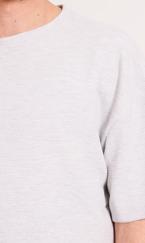 R208456 - Jacquard Short Sleeve T-Shirt - Off White