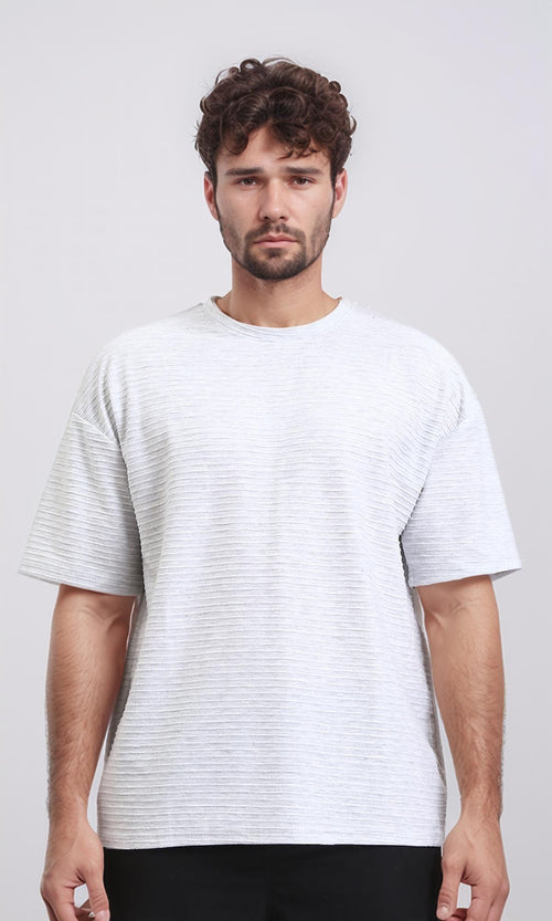 R208457 - Self Ribbed Slip On Tee - Heather Grey