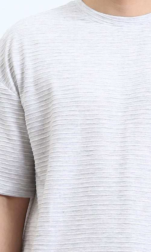 R208457 - Self Ribbed Slip On Tee - Heather Grey