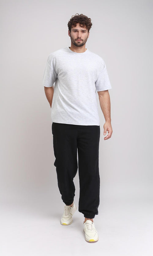 R208457 - Self Ribbed Slip On Tee - Heather Grey
