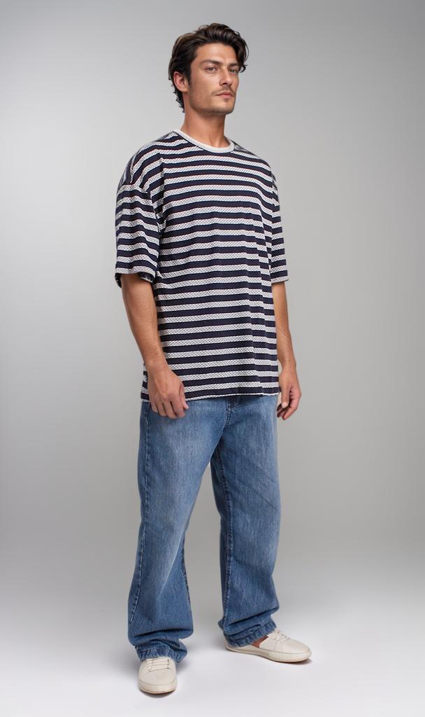 R208464 - Striped Jacquard T-Shirt - Black & White