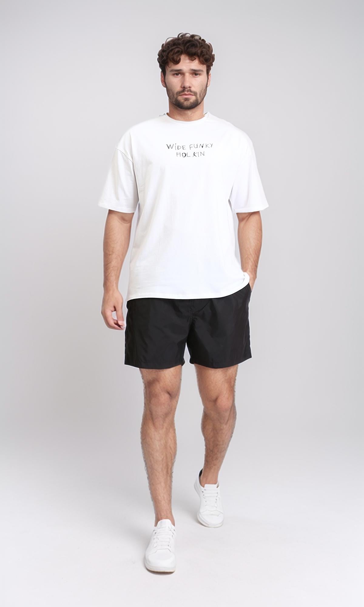 R208468 - Slip On Solid Swim Shorts - Black