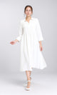 R208470 - Open V-Neck Buttoned Midi Dress - White