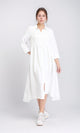 R208470 - Open V-Neck Buttoned Midi Dress - White