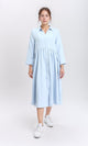 R208471 - Open V-Neck Buttoned Midi Dress - Light Blue