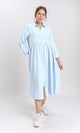 R208471 - Open V-Neck Buttoned Midi Dress - Light Blue