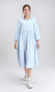R208471 - Open V-Neck Buttoned Midi Dress - Light Blue