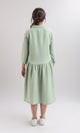 R208473-3/4 Sleeves Summer Buttoned Dress - Dark Mint Green