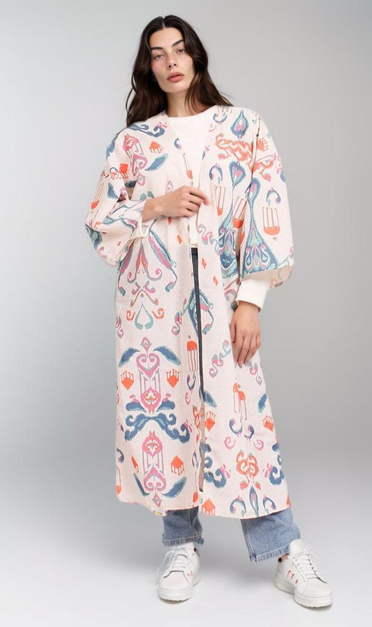 R208478 - Printed Linen Kimono - Moroccan Tile Print