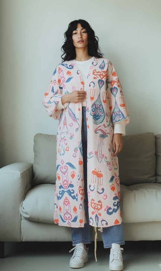 R208478 - Printed Linen Kimono - Moroccan Tile Print