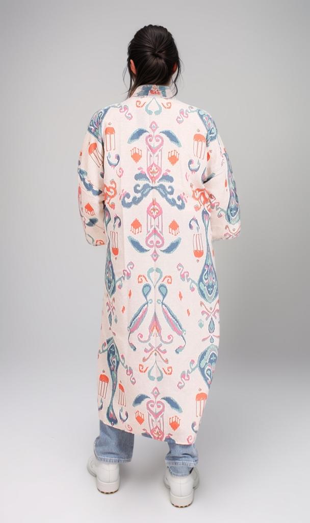 R208478 - Printed Linen Kimono - Moroccan Tile Print