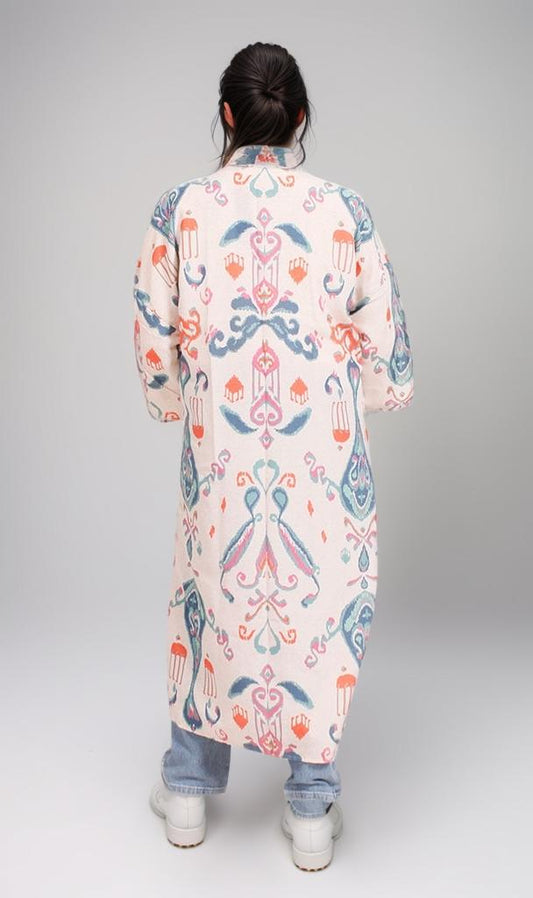 R208478 - Printed Linen Kimono - Moroccan Tile Print