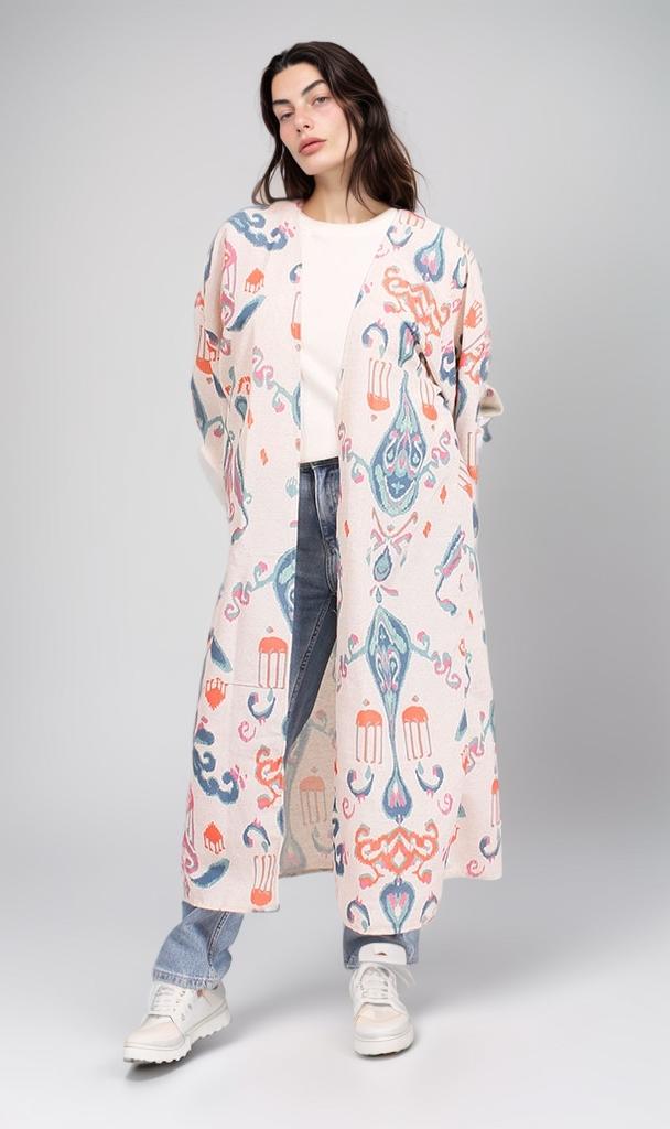 R208478 - Printed Linen Kimono - Moroccan Tile Print