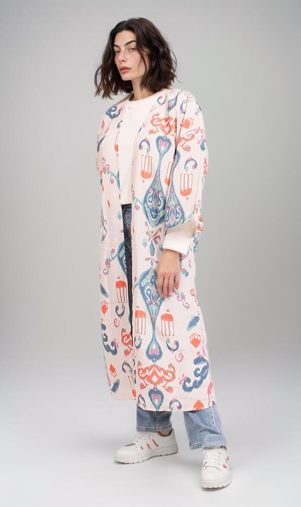 R208478 - Printed Linen Kimono - Moroccan Tile Print