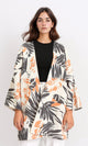 R208484 - Patterned Long Sleeves Summer Cardigan - Dark Grey & Orange