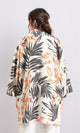 R208484 - Patterned Long Sleeves Summer Cardigan - Dark Grey & Orange