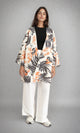 R208484 - Patterned Long Sleeves Summer Cardigan - Dark Grey & Orange