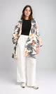 R208484 - Patterned Long Sleeves Summer Cardigan - Dark Grey & Orange