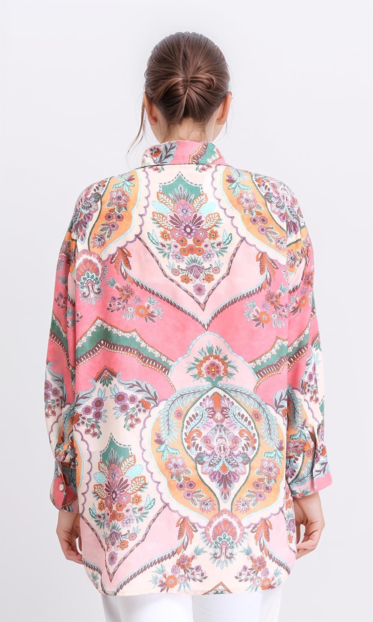 R208485 - Colorful Floral Long Sleeves Shirt - Multicolor