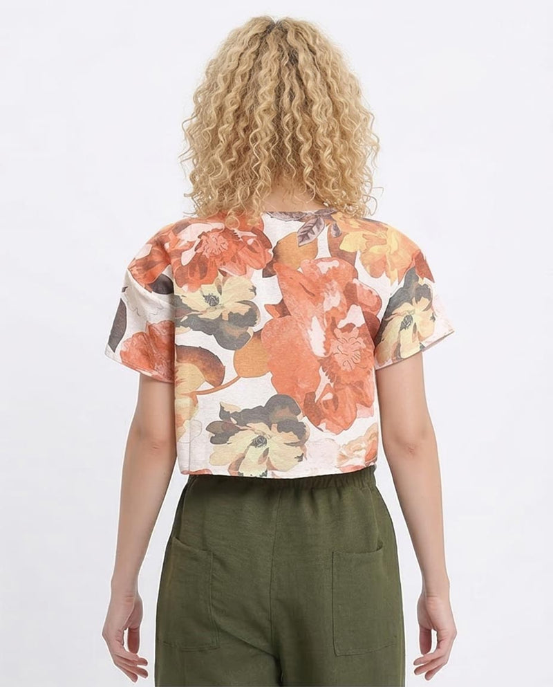 Ravin Floral Print Boxy Crop Top – Autumn Bloom - R208492