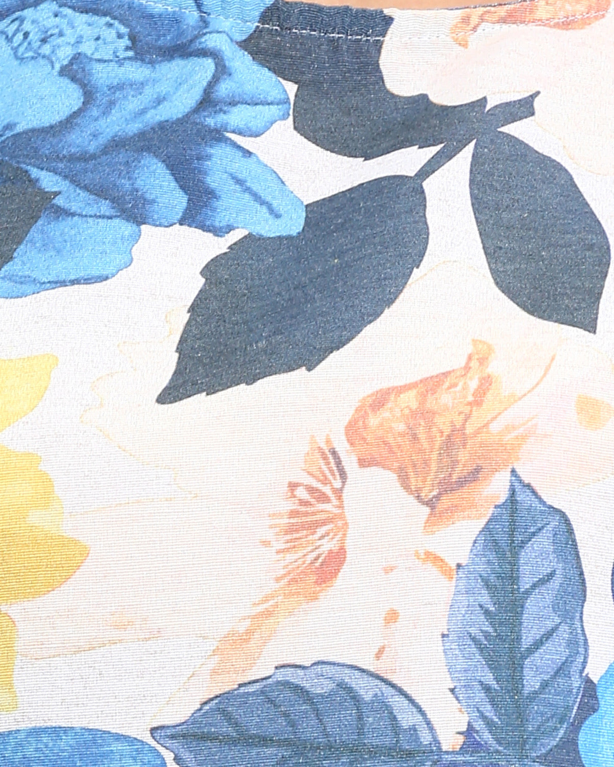 Ravin Women’s Painterly Floral Boxy Crop Top – Blue & Mustard - R208493