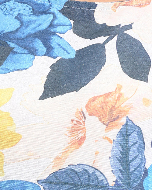 Ravin Women’s Painterly Floral Boxy Crop Top – Blue & Mustard - R208493