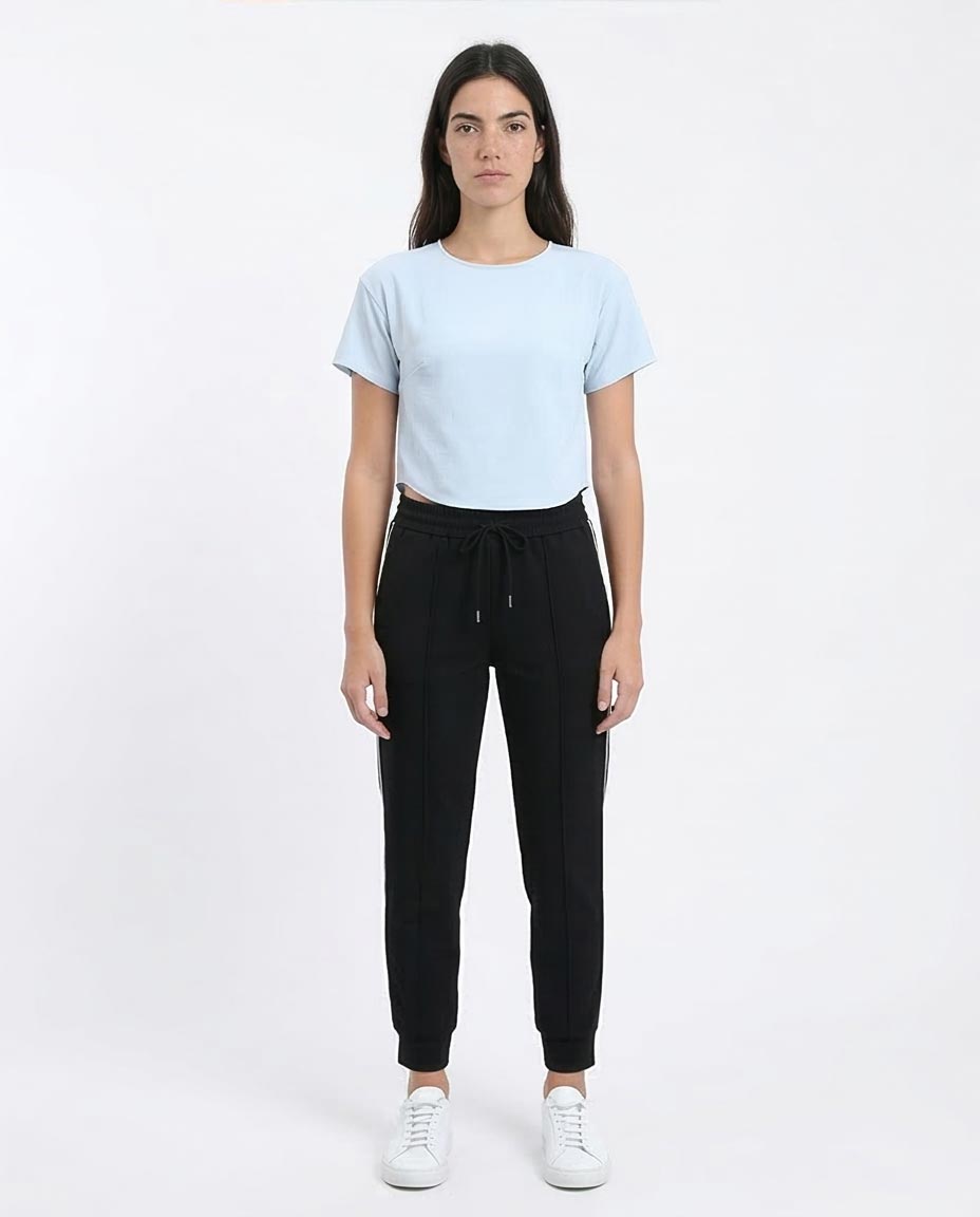 Ravin Women's Pale Blue Textured Curved-Hem Crop Top - R208494