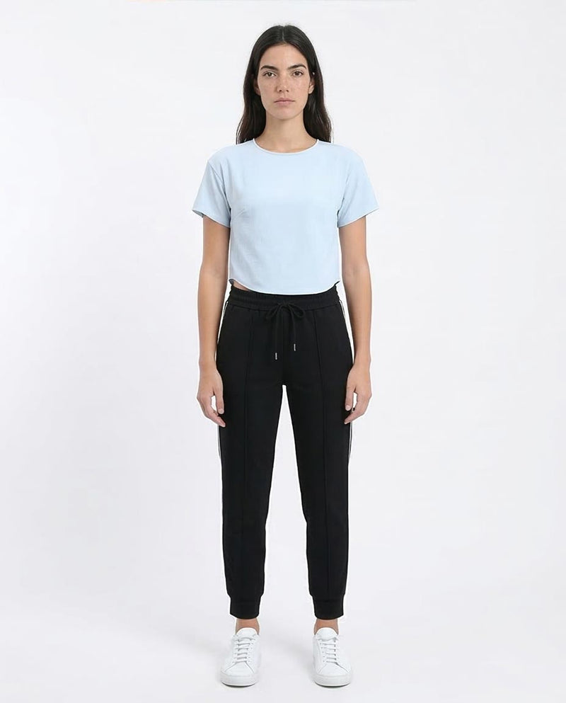 Ravin Women's Pale Blue Textured Curved-Hem Crop Top - R208494