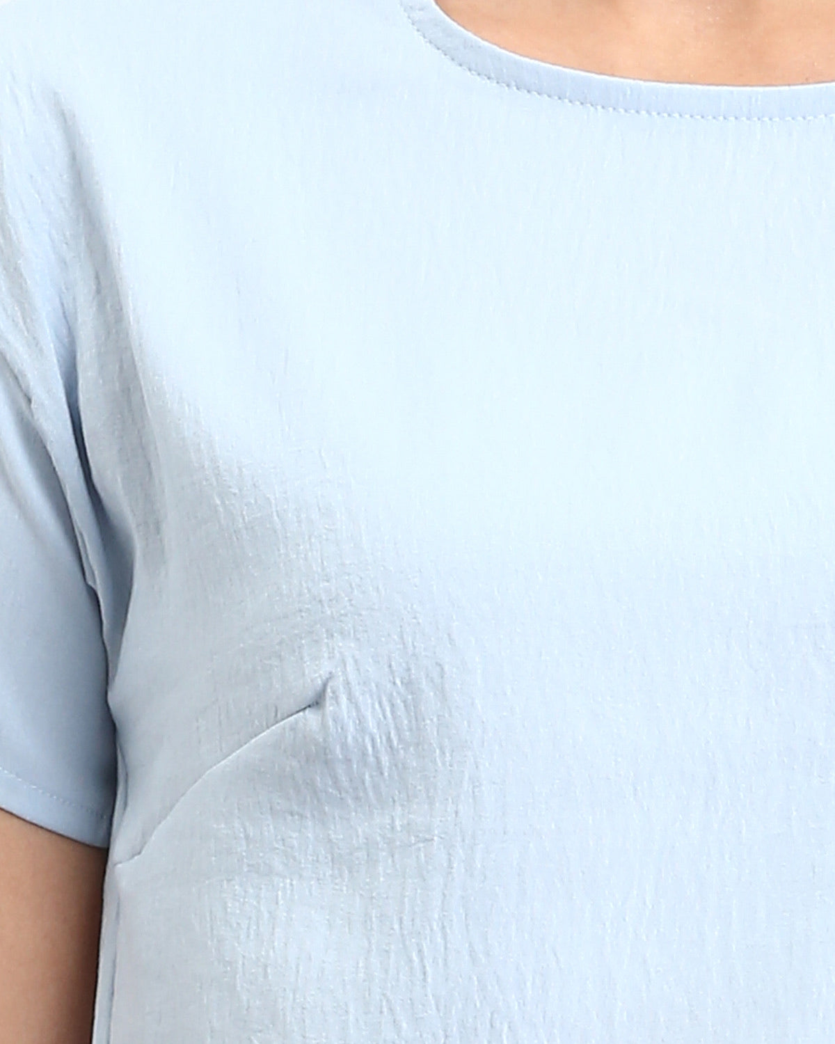 Ravin Women's Pale Blue Textured Curved-Hem Crop Top - R208494