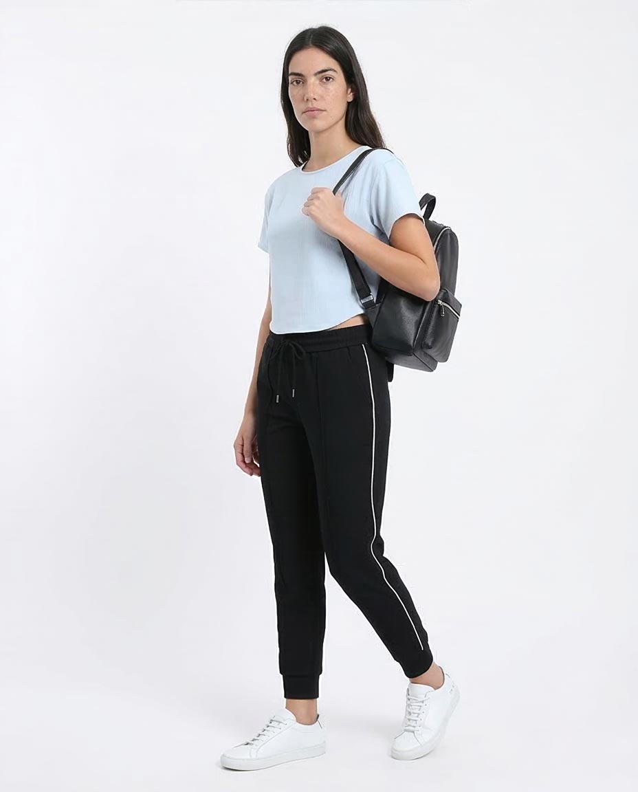 Ravin Women's Pale Blue Textured Curved-Hem Crop Top - R208494