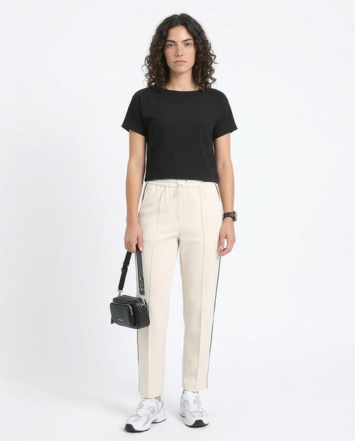 Ravin Textured Boat Neck Boxy Crop Top – Black - R208495