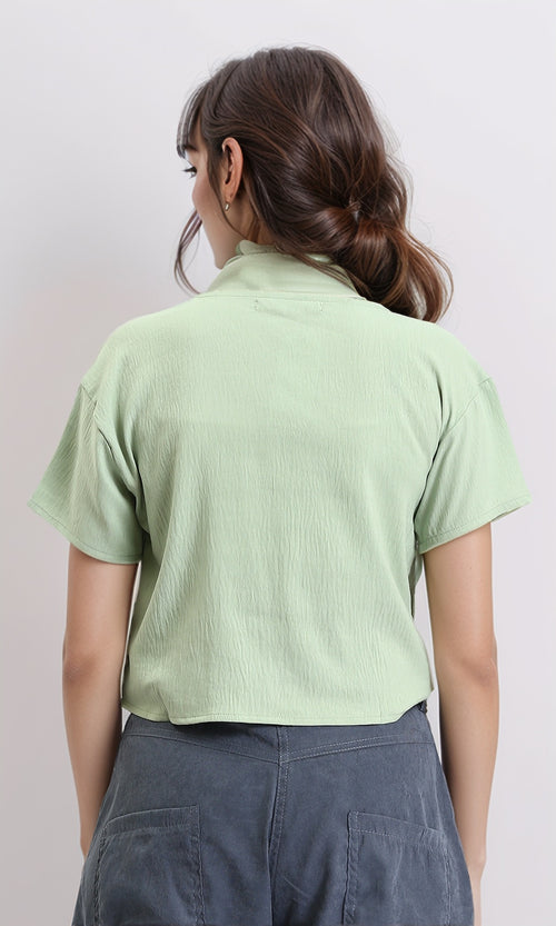 R208496 - Boat Neck Solid Slip On Basic Tee - Light Green